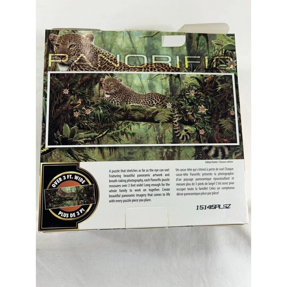 Vintage Sure-Lox Leopard in the Jungle 1000 Pc Panorific 3 Ft Jigsaw Puzzle